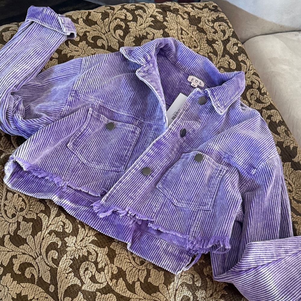 POL Lavender Corduroy Cropped Jacket